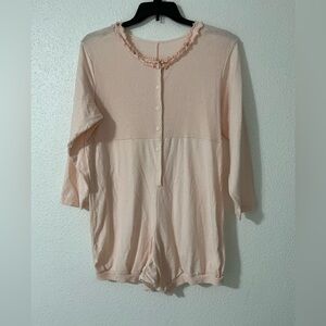 Women's Pink Ruffle-Trim Sleep Romper Pajama